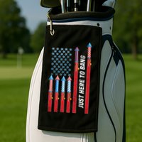 Just Here To Bang American Flag Fireworks Golf Towel