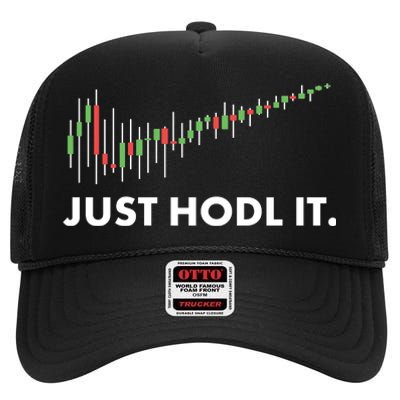 Just HODL It Moon Chart Crypto Currency High Crown Mesh Back Trucker Hat