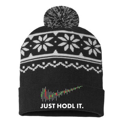 Just HODL It Moon Chart Crypto Currency USA-Made Snowflake Beanie