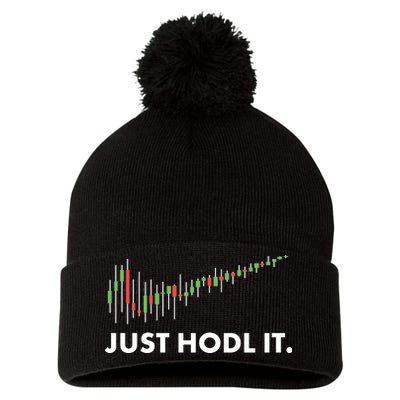 Just HODL It Moon Chart Crypto Currency Pom Pom 12in Knit Beanie