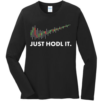 Just HODL It Moon Chart Crypto Currency Ladies Long Sleeve Shirt