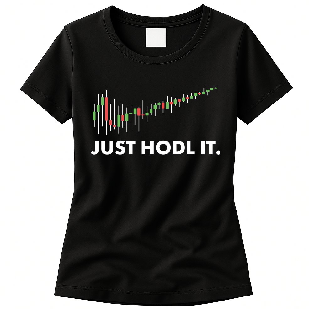 Just HODL It Moon Chart Crypto Currency Womens T-Shirt