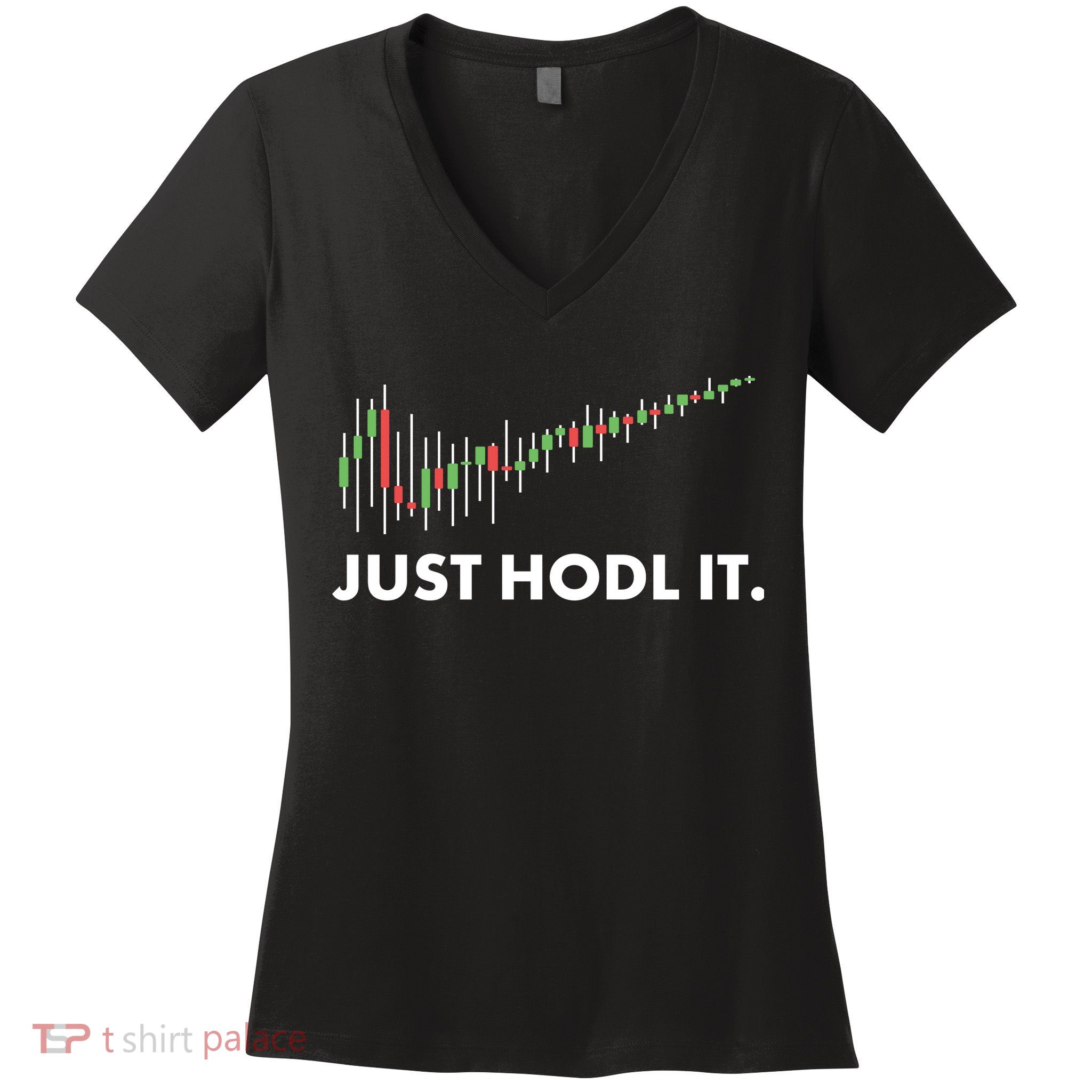 Just HODL It Moon Chart Crypto Currency Women's V-Neck T-Shirt