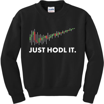 Just HODL It Moon Chart Crypto Currency Kids Sweatshirt