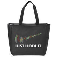 Just HODL It Moon Chart Crypto Currency Zip Tote Bag