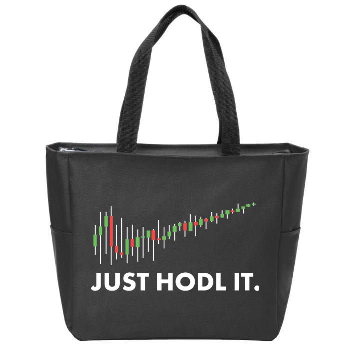 Just HODL It Moon Chart Crypto Currency Zip Tote Bag