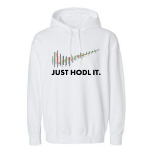 Just HODL It Moon Chart Crypto Currency Garment-Dyed Fleece Hoodie