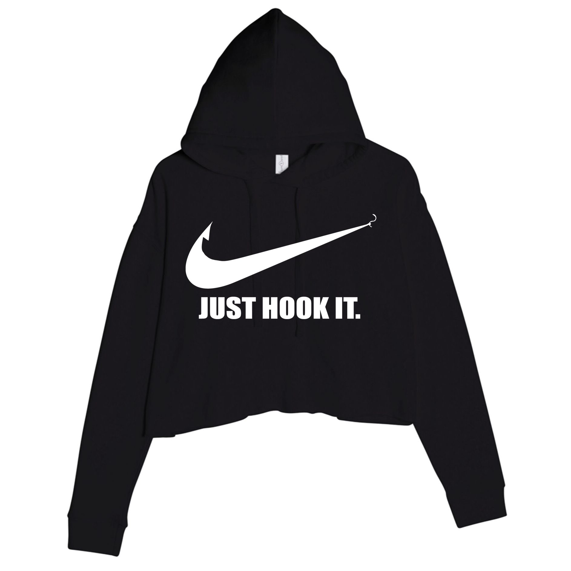 Just Hook It Funny Fishing Crop Fleece Hoodie