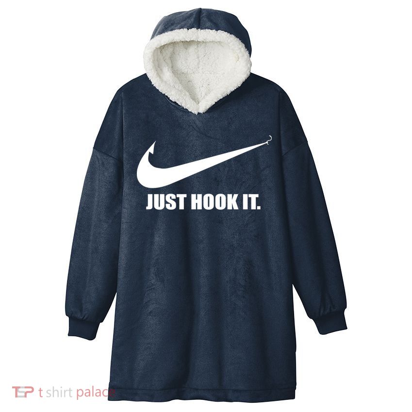 Just Hook It Funny Fishing Hooded Wearable Blanket