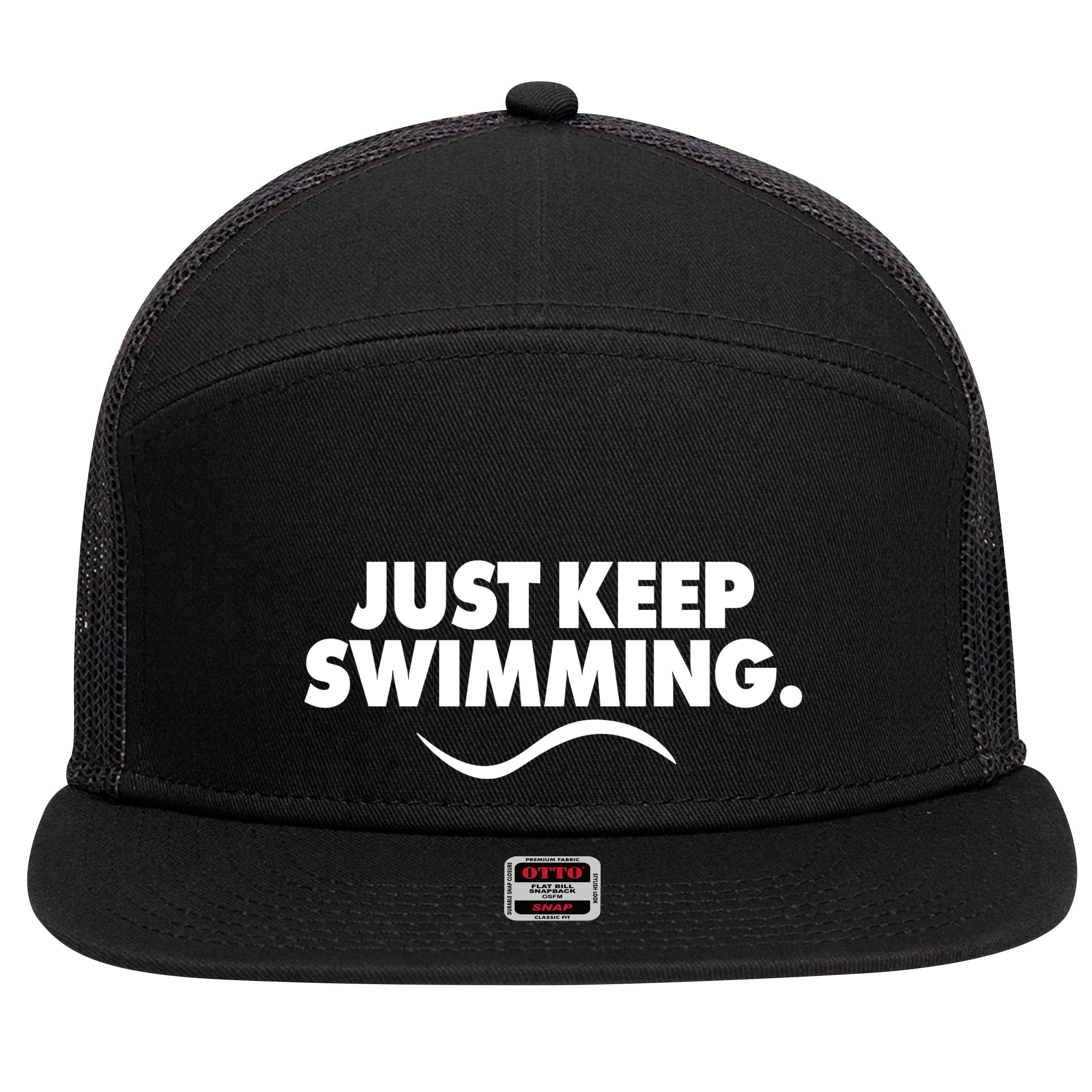 Just Keep Swimming 7 Panel Mesh Trucker Snapback Hat