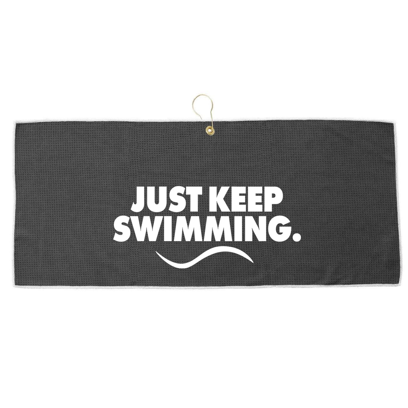 Just Keep Swimming Large Microfiber Waffle Golf Towel