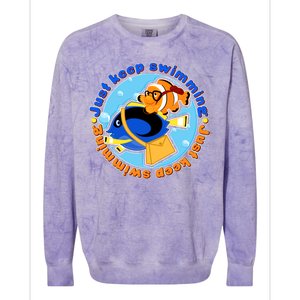 Just Keep Swimming Fish Colorblast Crewneck Sweatshirt