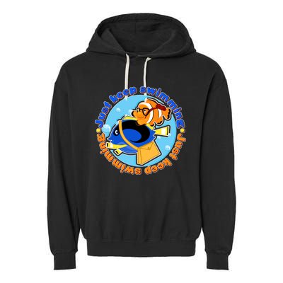 Just Keep Swimming Fish Garment-Dyed Fleece Hoodie