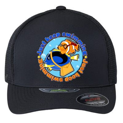 Just Keep Swimming Fish Flexfit Unipanel Trucker Cap