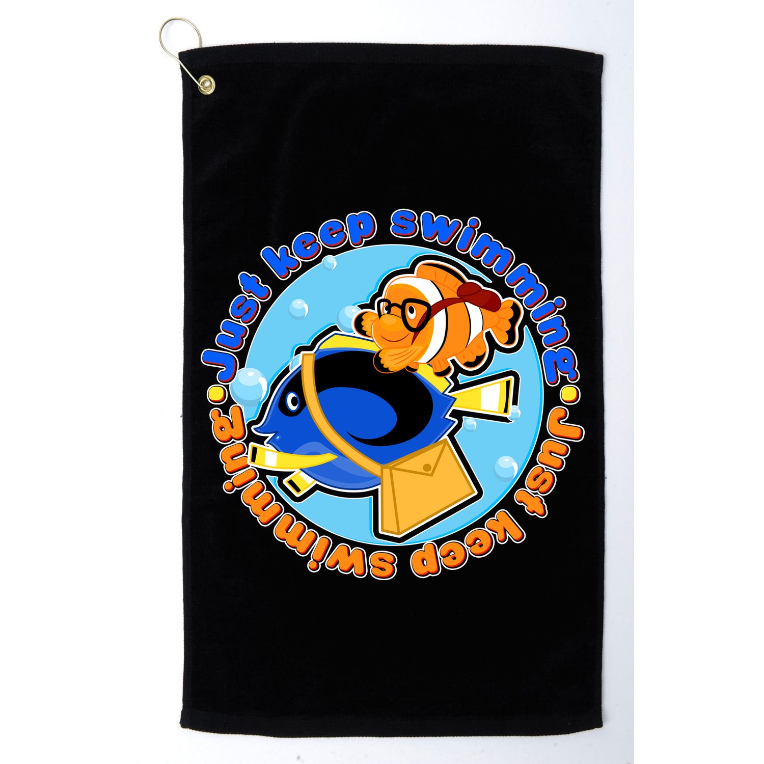 Just Keep Swimming Fish Golf Towel