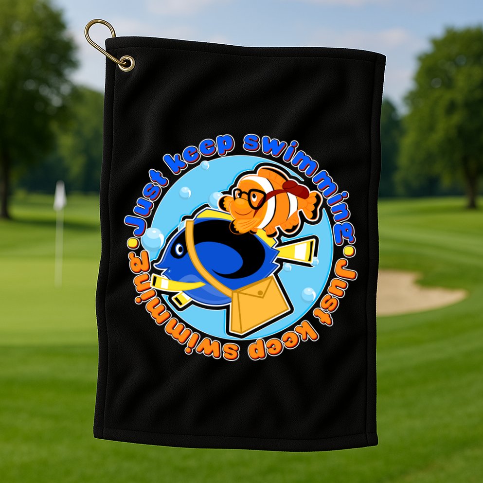 Just Keep Swimming Fish Golf Towel