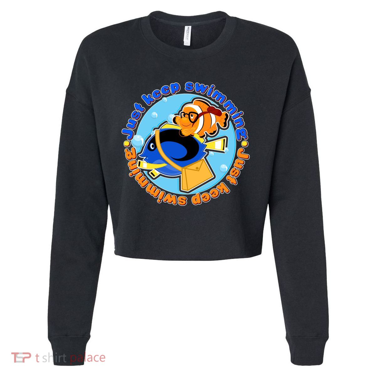 Just Keep Swimming Fish Cropped Pullover Crew