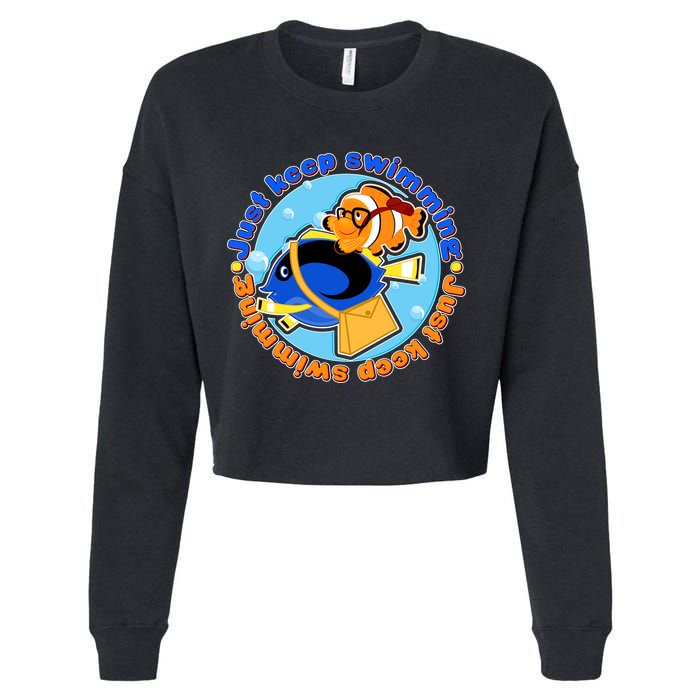 Just Keep Swimming Fish Cropped Pullover Crew