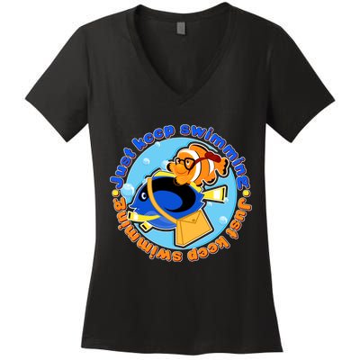 Just Keep Swimming Fish Women's V-Neck T-Shirt
