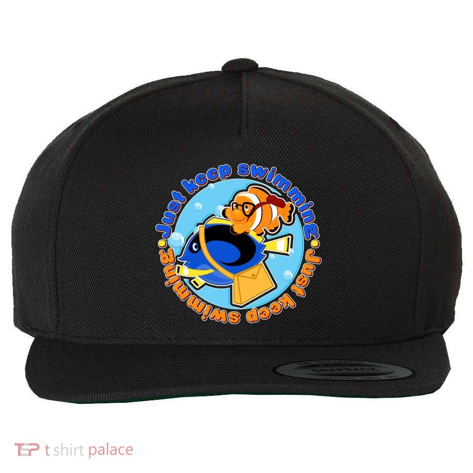 Just Keep Swimming Fish Wool Snapback Cap