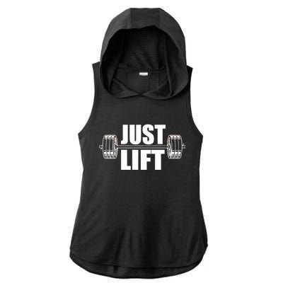 Just Lift Gym Workout Ladies PosiCharge Tri-Blend Wicking Draft Hoodie Tank