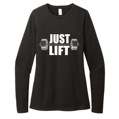 Just Lift Gym Workout Womens CVC Long Sleeve Shirt