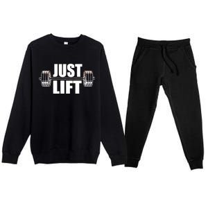 Just Lift Gym Workout Premium Crewneck Sweatsuit Set