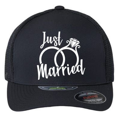 Just Married Ring Logo Flexfit Unipanel Trucker Cap