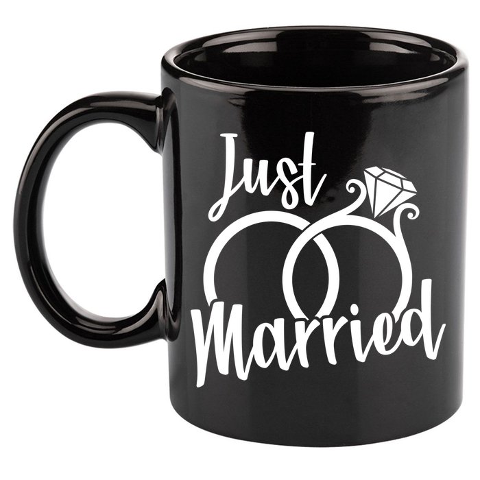Just Married Ring Logo 11oz C Handle Ceramic Mug