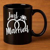 Just Married Ring Logo 11oz C Handle Ceramic Mug