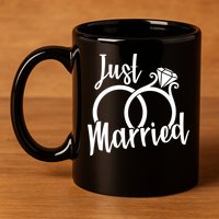 Just Married Ring Logo 11oz C Handle Ceramic Mug