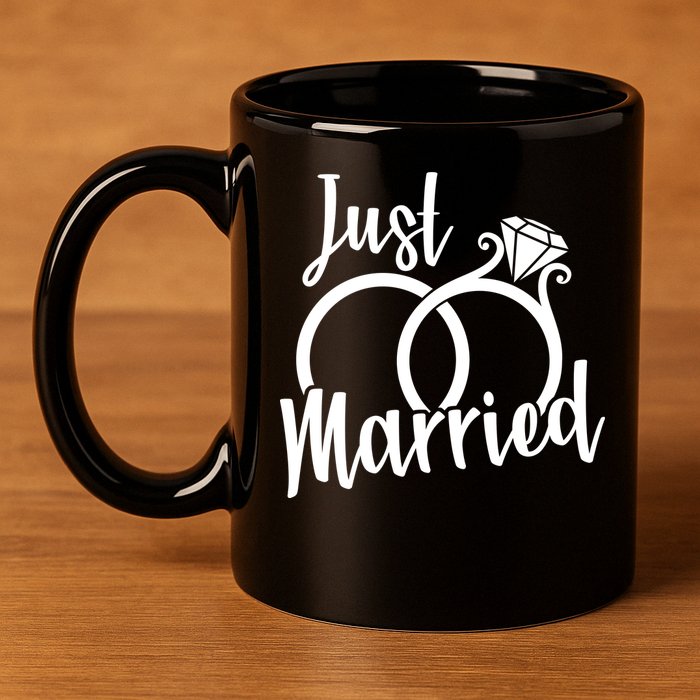 Just Married Ring Logo 11oz C Handle Ceramic Mug