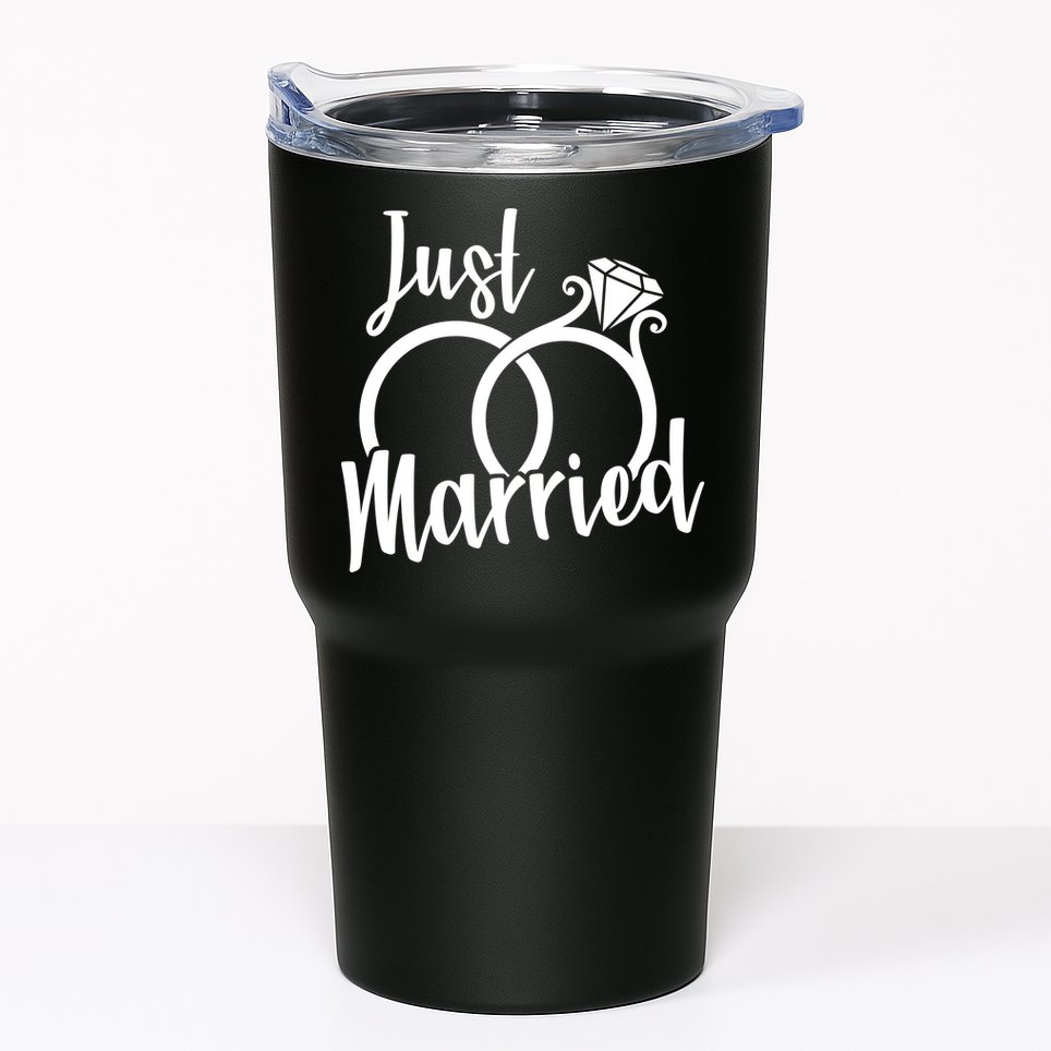 Just Married Ring Logo Tumbler