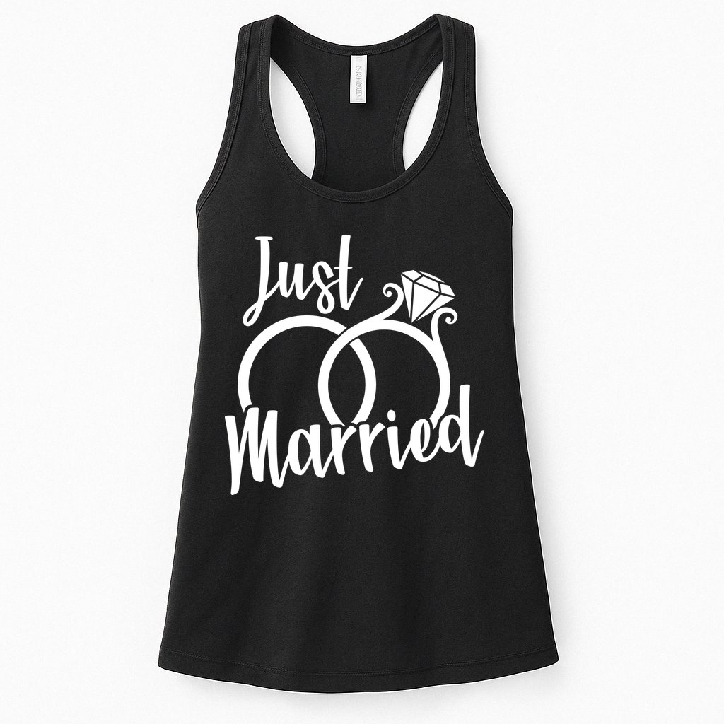 Just Married Ring Logo Womens Tank Top