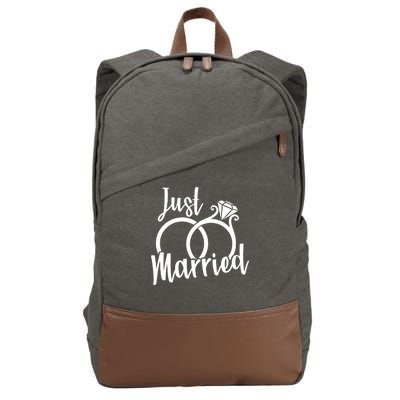 Just Married Ring Logo Cotton Canvas Backpack