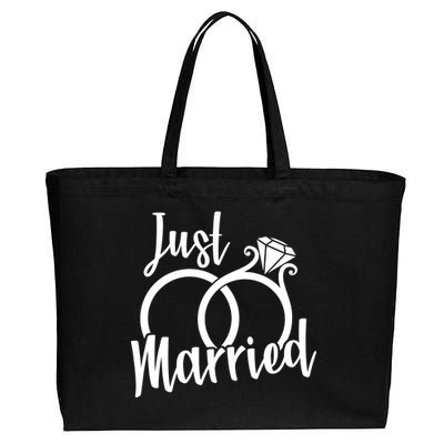 Just Married Ring Logo Cotton Canvas Jumbo Tote