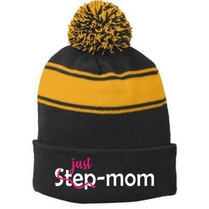 Just Mom Step Mother Stripe Pom Pom Beanie