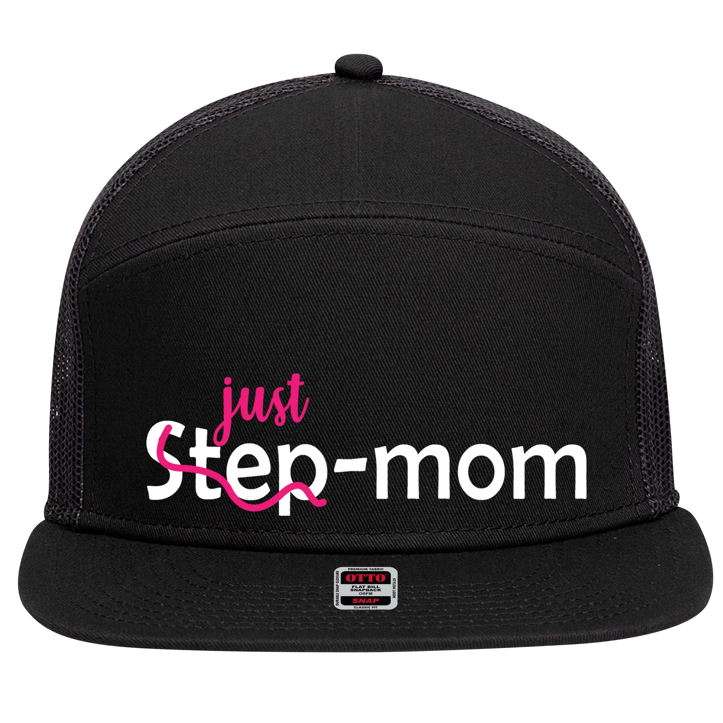 Just Mom Step Mother 7 Panel Mesh Trucker Snapback Hat