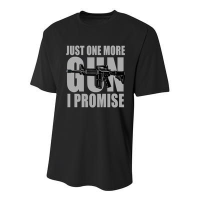 Just one more gun I promise Youth Performance Sprint T-Shirt