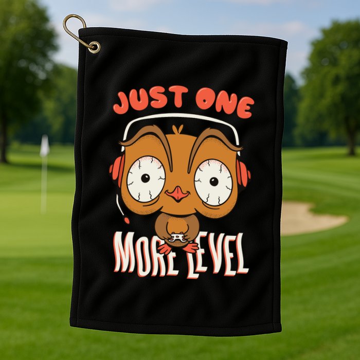 Just One More Level Owl Golf Towel