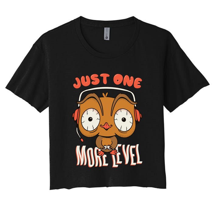 Just One More Level Owl Women's Crop Top Tee