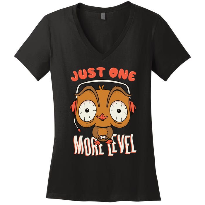 Just One More Level Owl Women's V-Neck T-Shirt