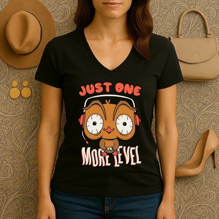 Just One More Level Owl Women's V-Neck T-Shirt