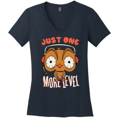 Just One More Level Owl Women's V-Neck T-Shirt