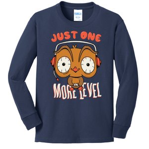 Just One More Level Owl Kids Long Sleeve Shirt