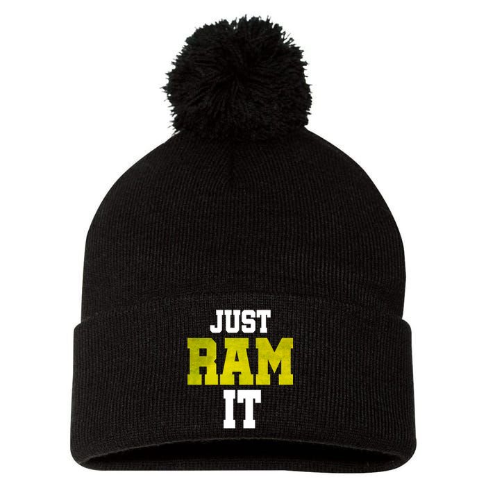 Just Ram It Pom Pom 12in Knit Beanie