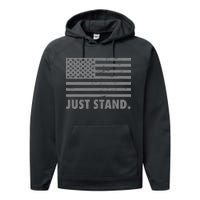 Just Stand Grey Style Flag Performance Fleece Hoodie