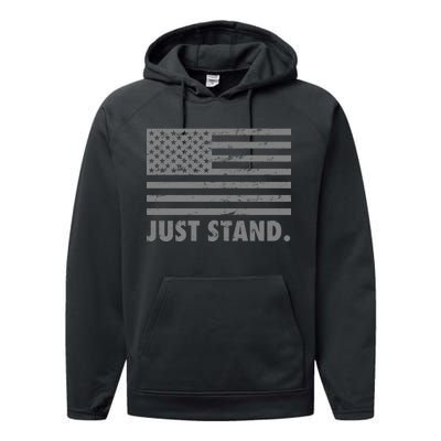 Just Stand Grey Style Flag Performance Fleece Hoodie