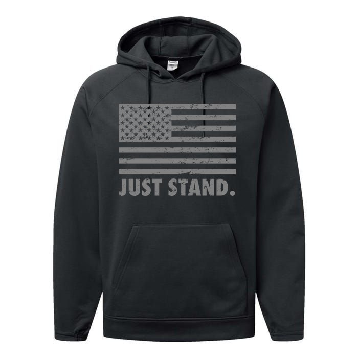 Just Stand Grey Style Flag Performance Fleece Hoodie