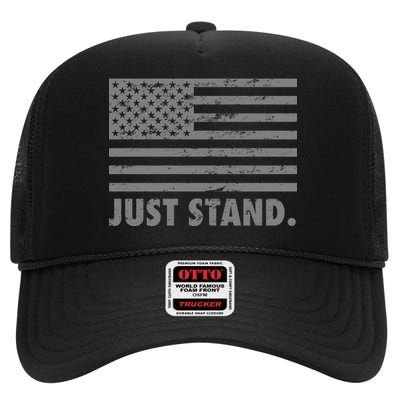 Just Stand Grey Style Flag High Crown Mesh Back Trucker Hat